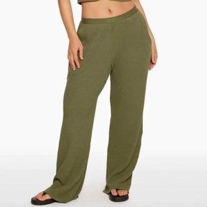 LAST CHANCE Set Active Olive Green Waffle Knit Straight Leg Lounge Pants